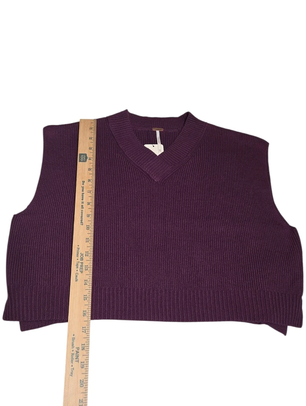 Free People Easy Street Sweater Vest Cropped Ribbed Purple Slouchy XS NWT